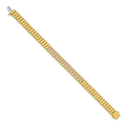 14K Yellow Gold Complete 0.93 Carat Round Aa Diamond 4 Prong 7 Inch Link Bracelet