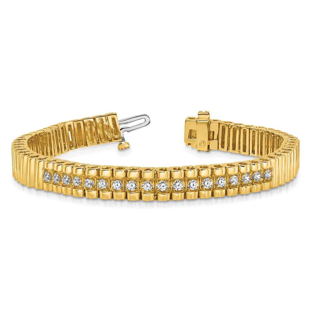 14K Yellow Gold Complete 0.93 Carat Round Aaa Diamond 4 Prong 7 Inch Link Bracelet