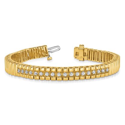 14K Yellow Gold Complete 0.93 Carat Round A Diamond 4 Prong 7 Inch Link Bracelet