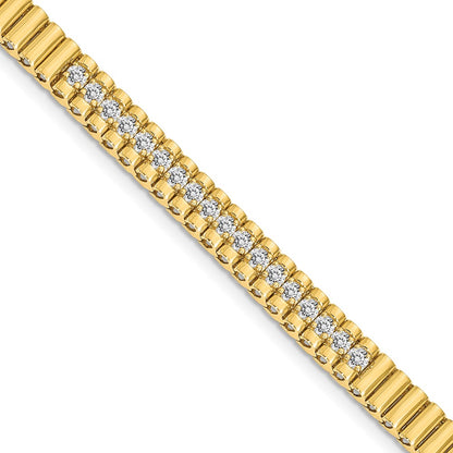 14K Yellow Gold Complete 0.93 Carat Round Vs Diamond 4 Prong 7 Inch Link Bracelet