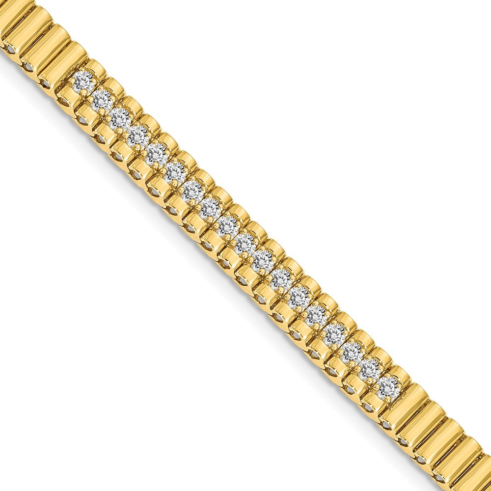 14K Yellow Gold Complete 0.93 Carat Round A Diamond 4 Prong 7 Inch Link Bracelet