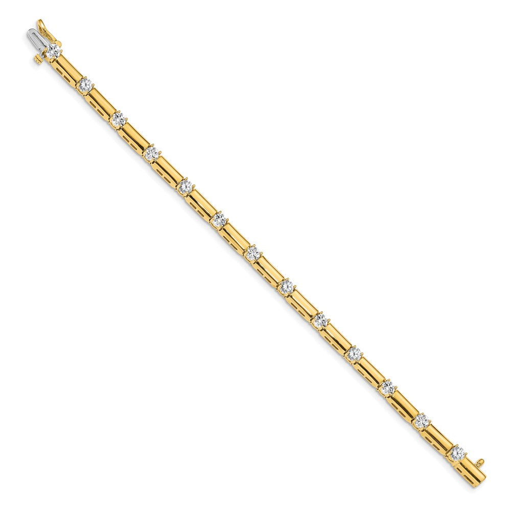14K Yellow Gold Complete 2.8 Carat Round Aa Diamond Bar Link 7 Inch Tennis Bracelet