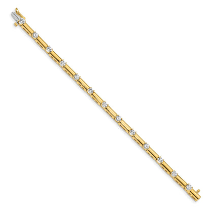 14K Yellow Gold Complete 2.8 Carat Round A Diamond Bar Link 7 Inch Tennis Bracelet