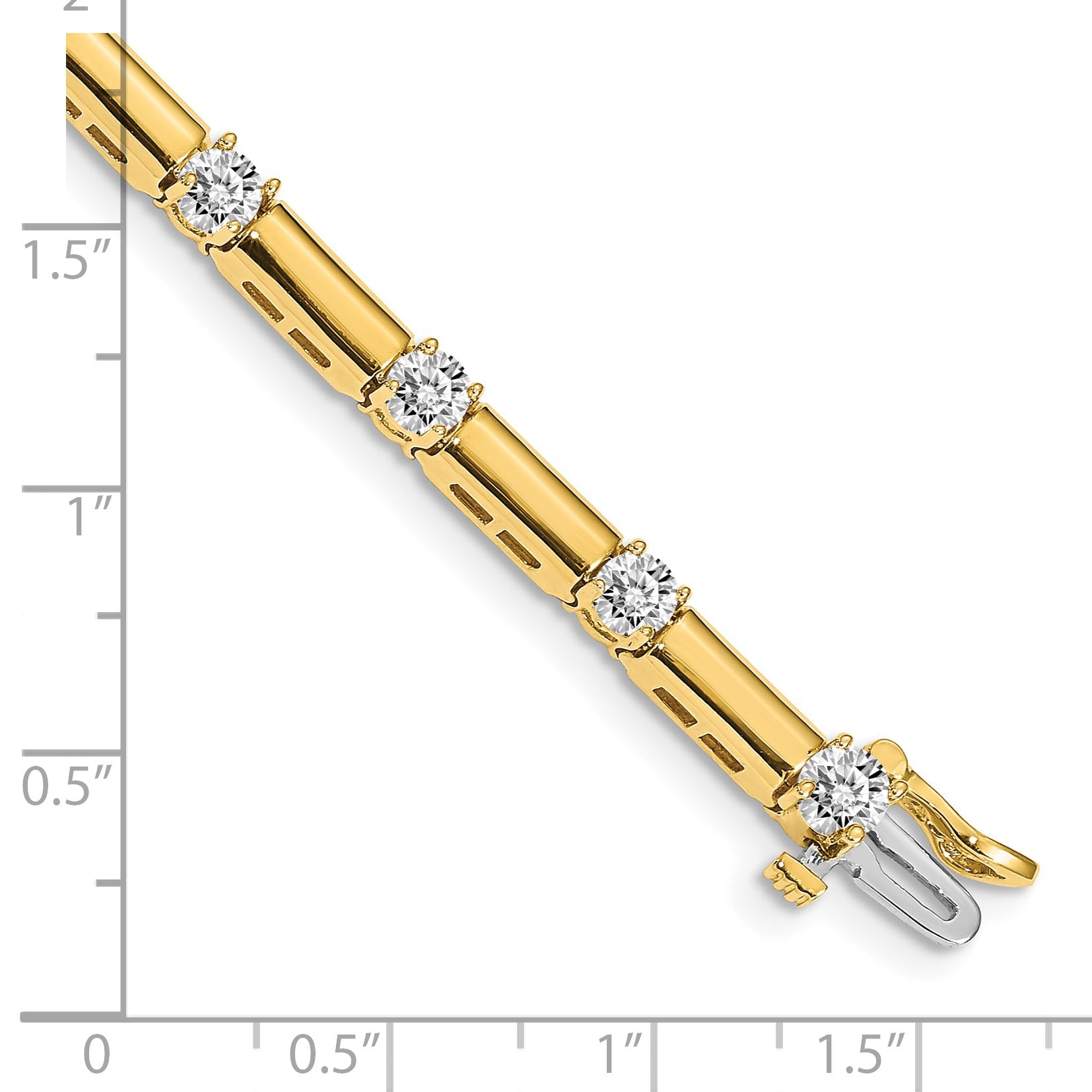 14K Yellow Gold Complete 2.8 Carat Round A Diamond Bar Link 7 Inch Tennis Bracelet