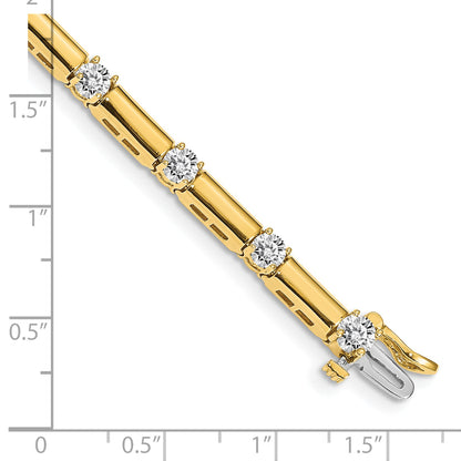 14K Yellow Gold Complete 2.8 Carat Round A Diamond Bar Link 7 Inch Tennis Bracelet