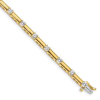 14K Yellow Gold Complete 2.8 Carat Round Vs Diamond Bar Link 7 Inch Tennis Bracelet