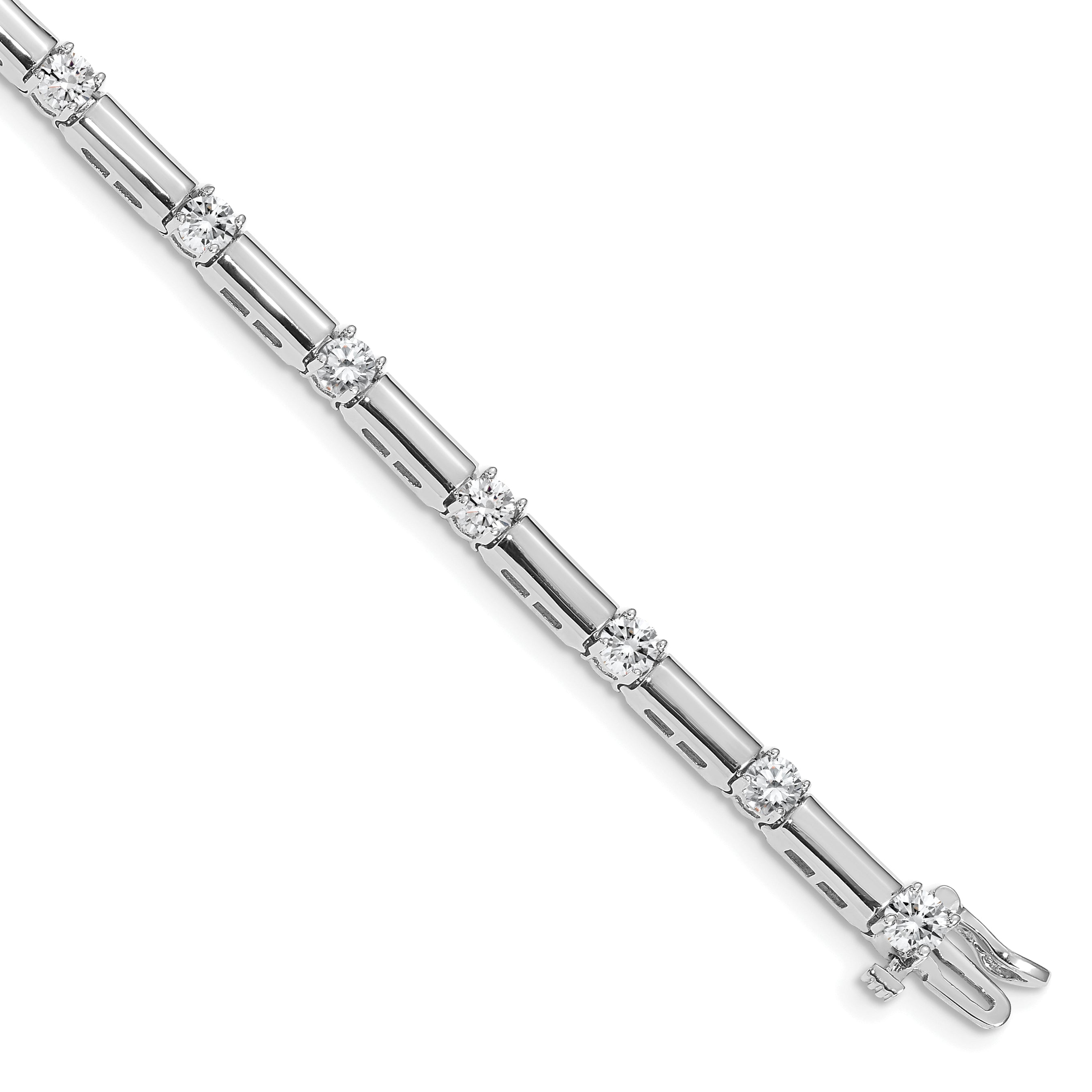 14K White Gold Complete 2.8 Carat Round Vs Diamond Bar Link 7 Inch Tennis Bracelet