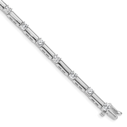 14K White Gold Complete 2.8 Carat Round Vs Diamond Bar Link 7 Inch Tennis Bracelet