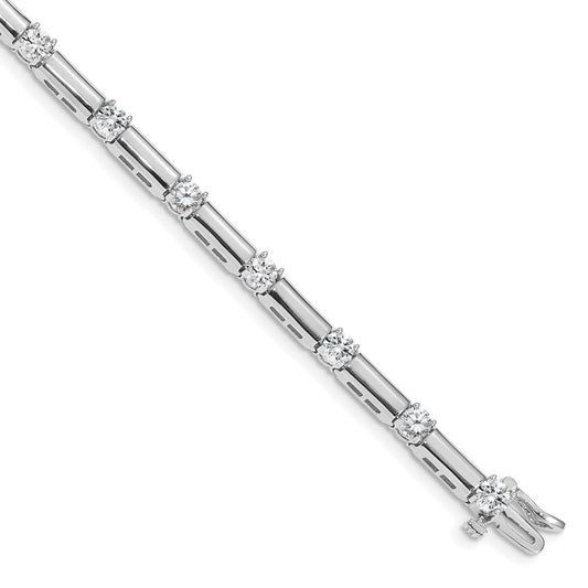 14K White Gold Complete 2.8 Carat Round A Diamond Bar Link 7 Inch Tennis Bracelet