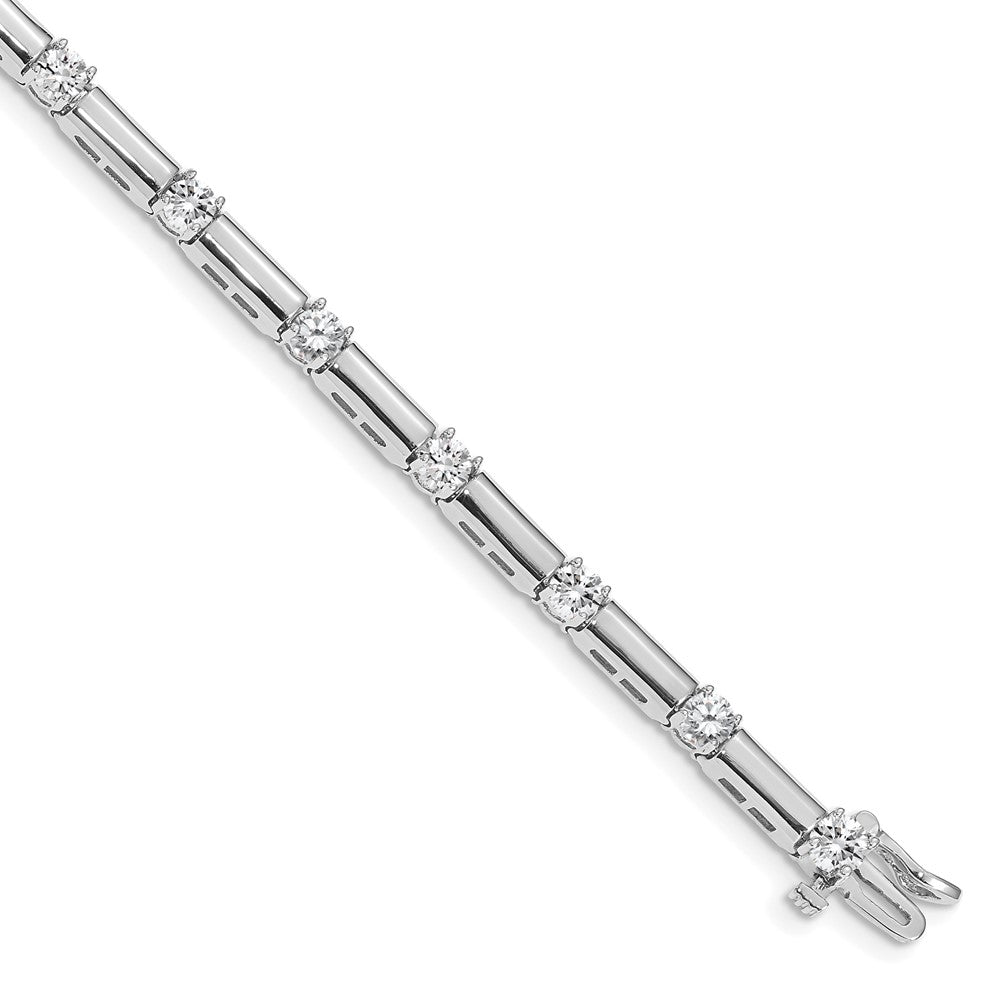 14K White Gold Complete 2.8 Carat Round Aaa Diamond Bar Link 7 Inch Tennis Bracelet