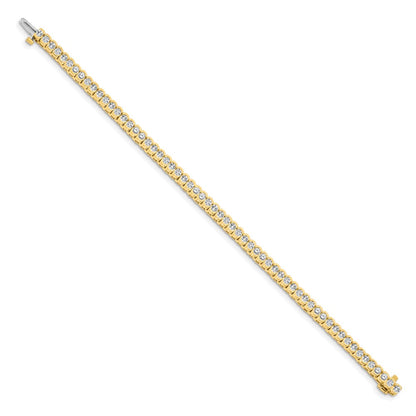 14K Yellow Gold Complete 3.5 Carat Round A Diamond Half Bezel 7 Inch Tennis Bracelet