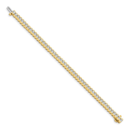 14K Yellow Gold Complete 5.5 Carat Round Vs Diamond Half Bezel 7 Inch Tennis Bracelet