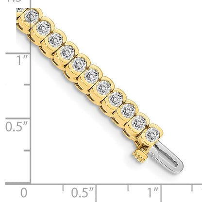 14K Yellow Gold Complete 5.5 Carat Round Aaa Diamond Half Bezel 7 Inch Tennis Bracelet