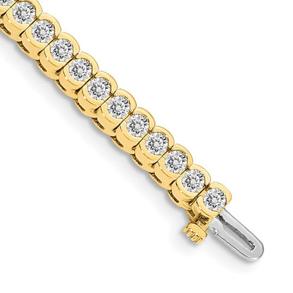 14K Yellow Gold Complete 5.5 Carat Round Aa Diamond Half Bezel 7 Inch Tennis Bracelet