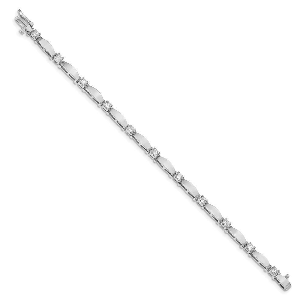 14K White Gold Complete 1.87 Carat Round Vs Diamond Curved Bar Link 7 Inch Tennis Bracelet