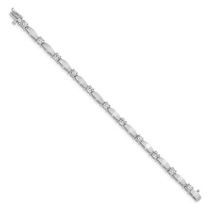 14K White Gold Complete 2.75 Carat Round Aaa Diamond Curved Bar Link 7 Inch Tennis Bracelet