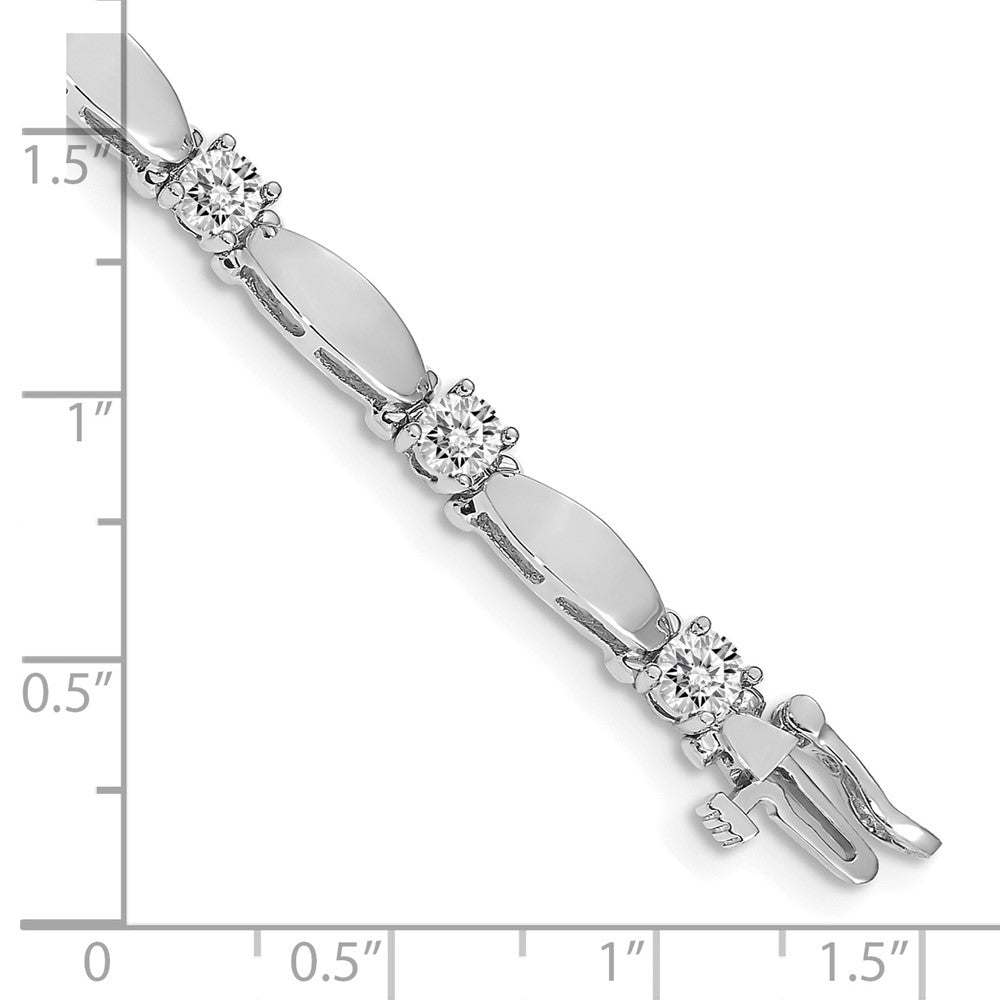 14K White Gold Complete 2.75 Carat Round Aaa Diamond Curved Bar Link 7 Inch Tennis Bracelet