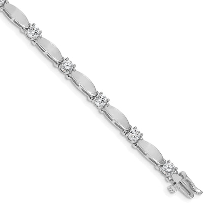 14K White Gold Complete 2.75 Carat Round Aaa Diamond Curved Bar Link 7 Inch Tennis Bracelet