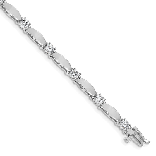 14K White Gold Complete 2.75 Carat Round Aaa Diamond Curved Bar Link 7 Inch Tennis Bracelet