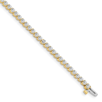 14K Yellow Gold Complete 2.4 Carat Round Vs Diamond 3 Prong 7 Inch Tennis Bracelet