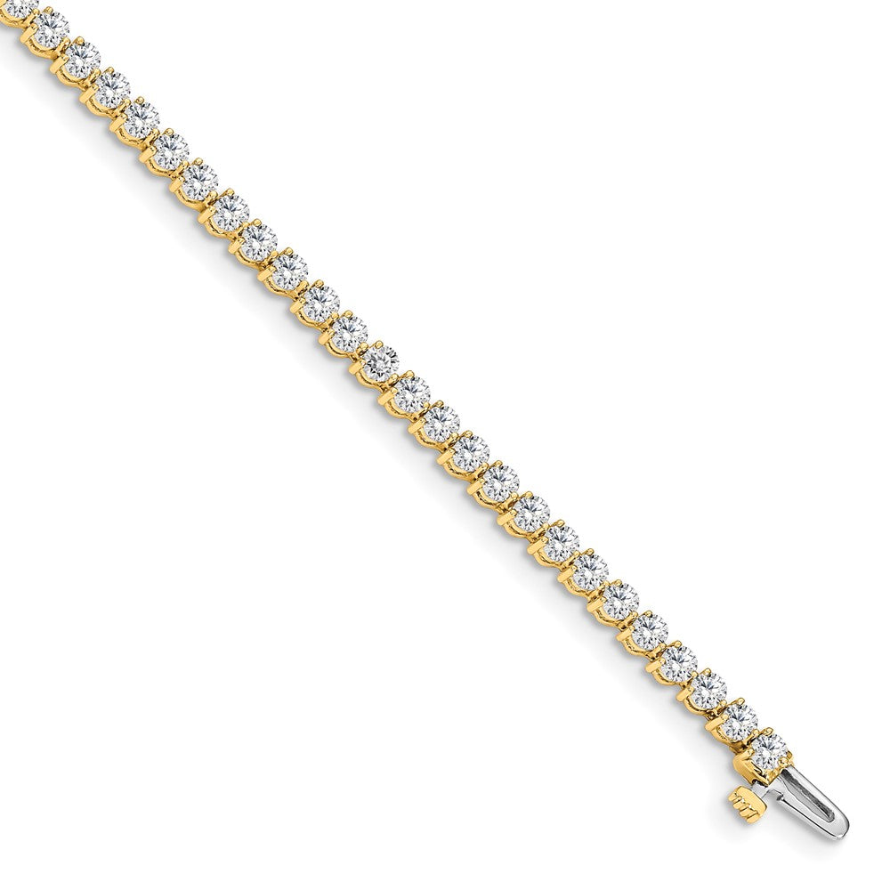 14K Yellow Gold Complete 2.4 Carat Round A Diamond 3 Prong 7 Inch Tennis Bracelet