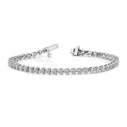 14K White Gold Complete 2.4 Carat Round Aaa Diamond 3 Prong 7 Inch Tennis Bracelet