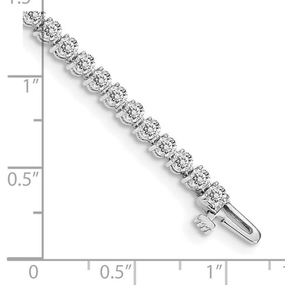 14K White Gold Complete 2.4 Carat Round Aa Diamond 3 Prong 7 Inch Tennis Bracelet