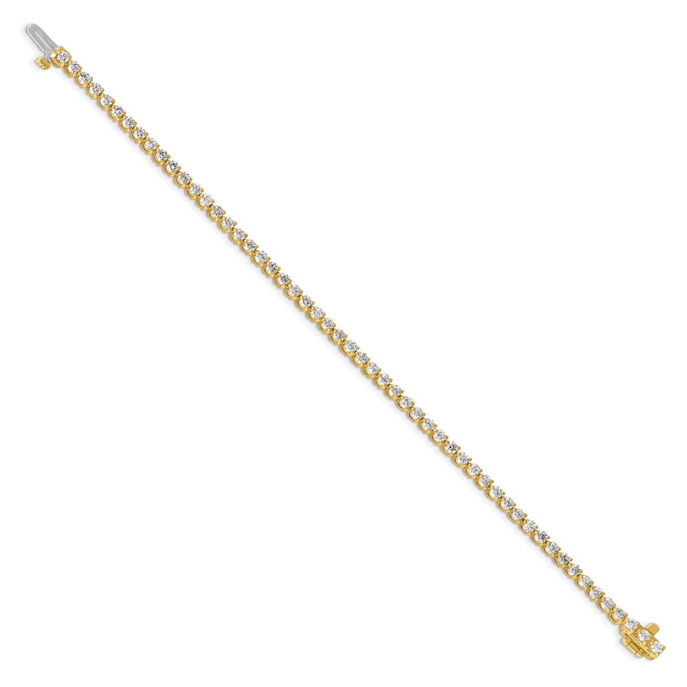 14K Yellow Gold Complete 3.3 Carat Round Vs Diamond 3 Prong 7 Inch Tennis Bracelet