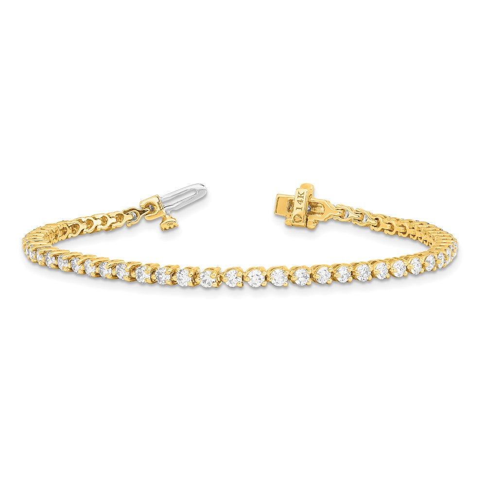 14K Yellow Gold Complete 3.3 Carat Round Vs Diamond 3 Prong 7 Inch Tennis Bracelet