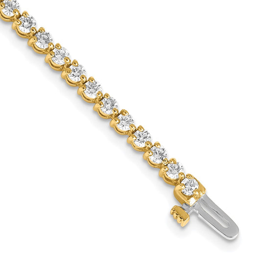 14K Yellow Gold Complete 3.3 Carat Round Aa Diamond 3 Prong 7 Inch Tennis Bracelet
