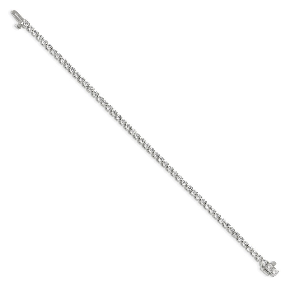14K White Gold Complete 3.3 Carat Round A Diamond 3 Prong 7 Inch Tennis Bracelet