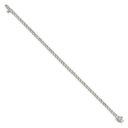 14K White Gold Complete 3.3 Carat Round A Diamond 3 Prong 7 Inch Tennis Bracelet