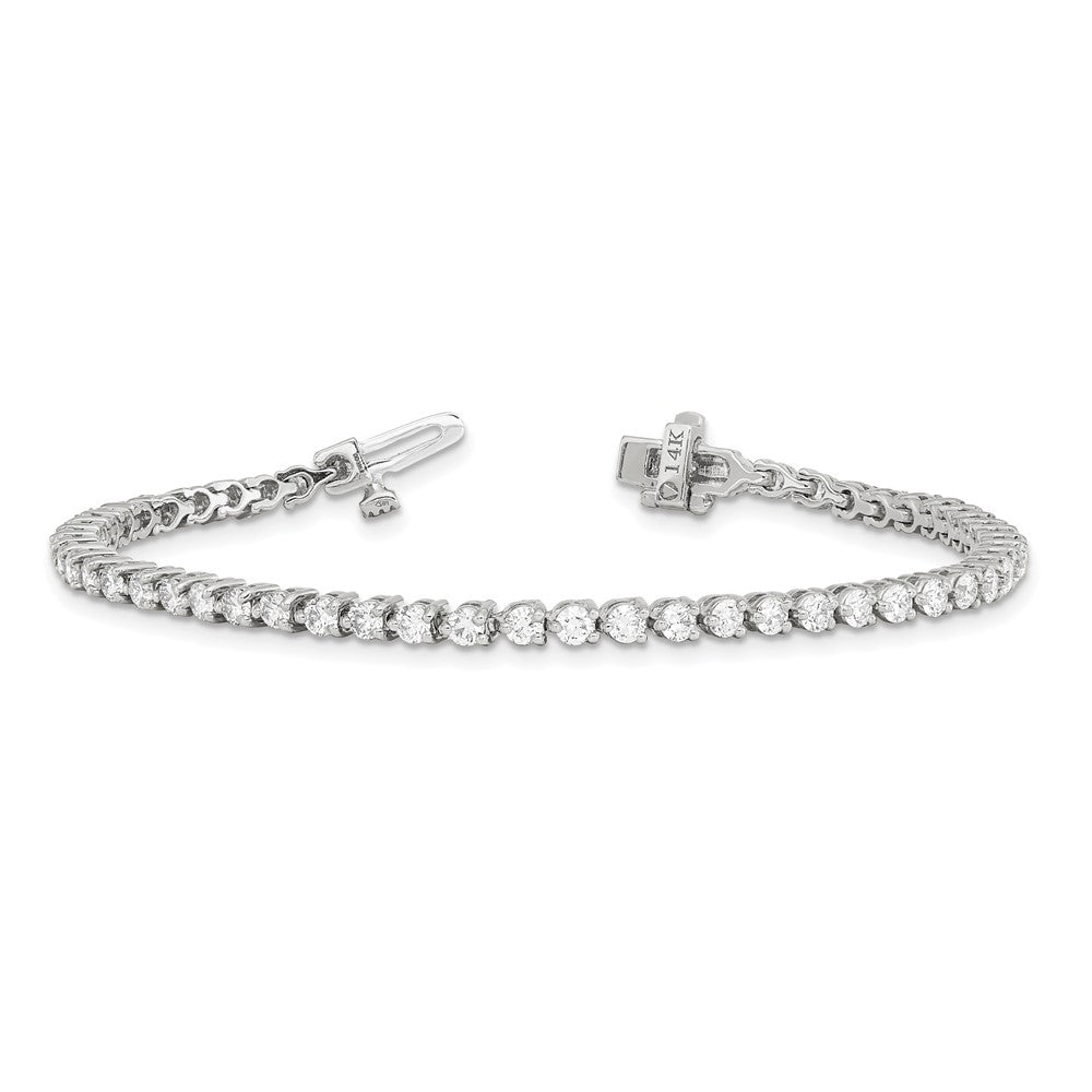 14K White Gold Complete 3.3 Carat Round Aaa Diamond 3 Prong 7 Inch Tennis Bracelet
