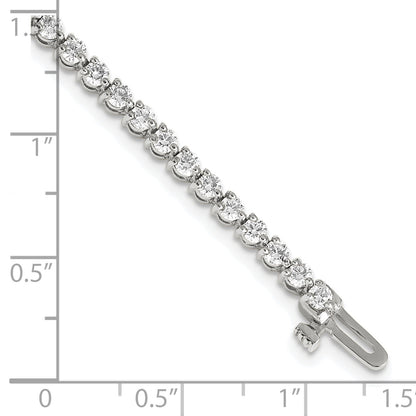14K White Gold Complete 3.3 Carat Round Aa Diamond 3 Prong 7 Inch Tennis Bracelet