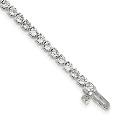 14K White Gold Complete 3.3 Carat Round Aa Diamond 3 Prong 7 Inch Tennis Bracelet