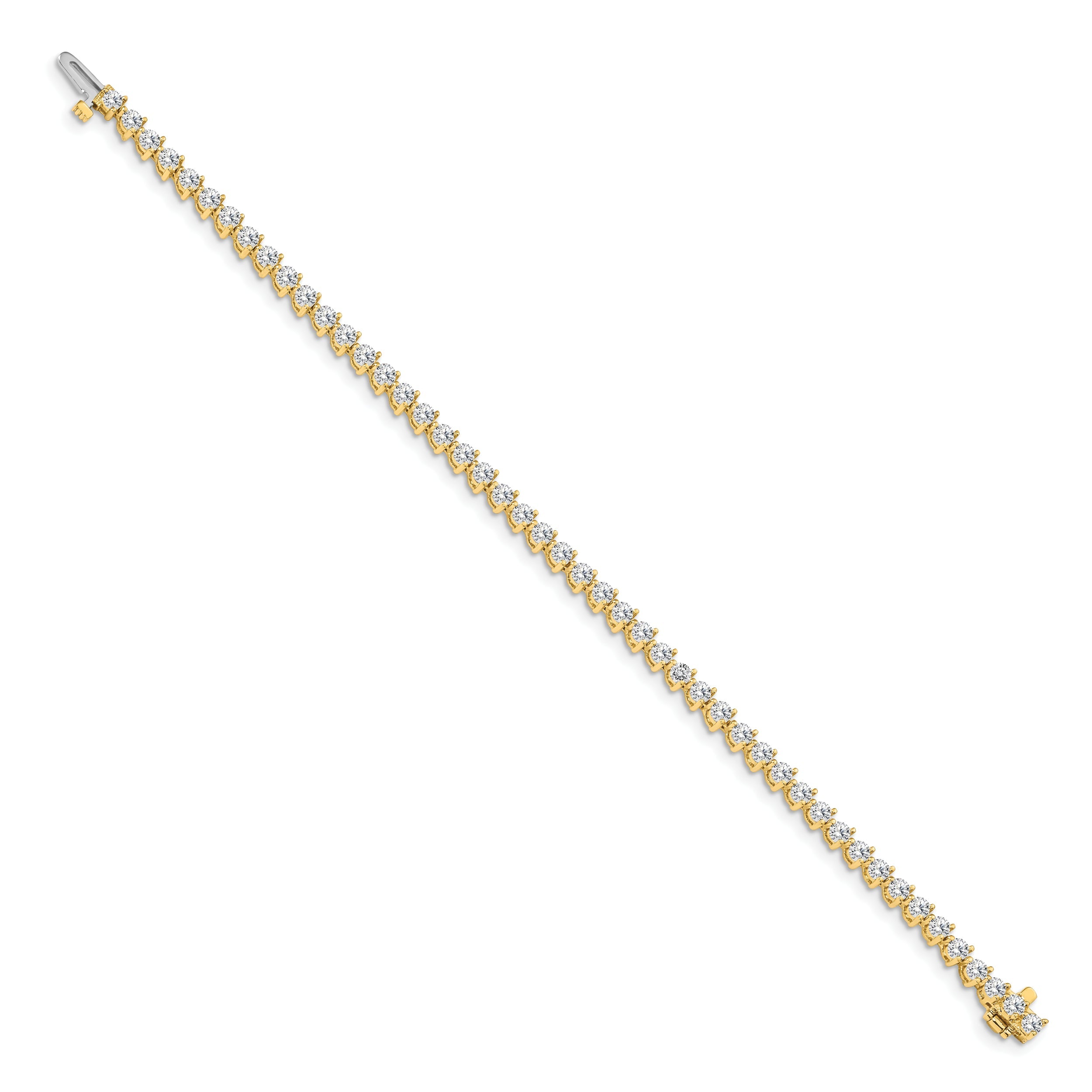 14K Yellow Gold True Origin 4 1/3 Carat Lab Grown Diamond Vs D E F Tennis Bracelet