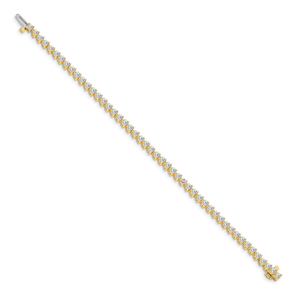 14K Yellow Gold Complete 4.3 Carat Round Aa Diamond 3 Prong 7 Inch Tennis Bracelet