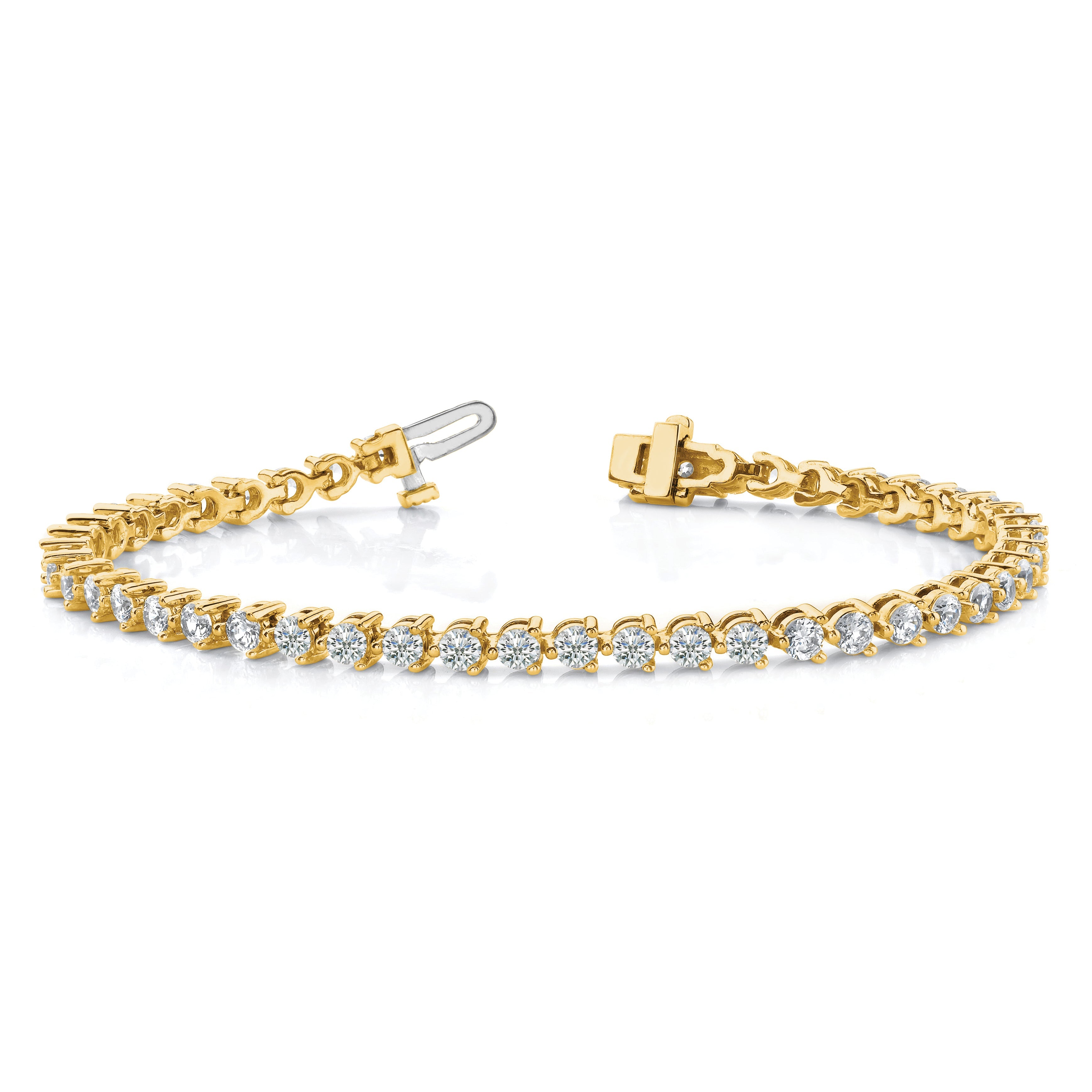 14K Yellow Gold True Origin 4 1/3 Carat Lab Grown Diamond Vs D E F Tennis Bracelet
