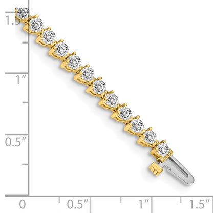 14K Yellow Gold Complete 4.3 Carat Round Aaa Diamond 3 Prong 7 Inch Tennis Bracelet