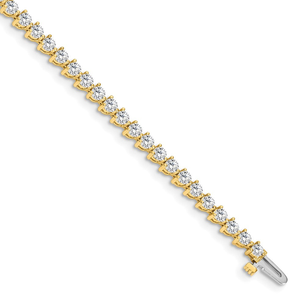 14K Yellow Gold Complete 4.3 Carat Round Vs Diamond 3 Prong 7 Inch Tennis Bracelet