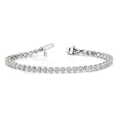 14K White Gold Complete 4.3 Carat Round Aa Diamond 3 Prong 7 Inch Tennis Bracelet