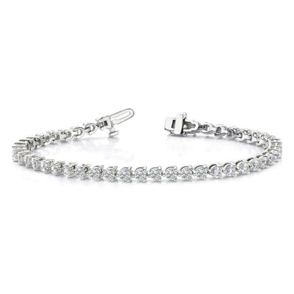 14K White Gold Complete 4.3 Carat Round Vs Diamond 3 Prong 7 Inch Tennis Bracelet