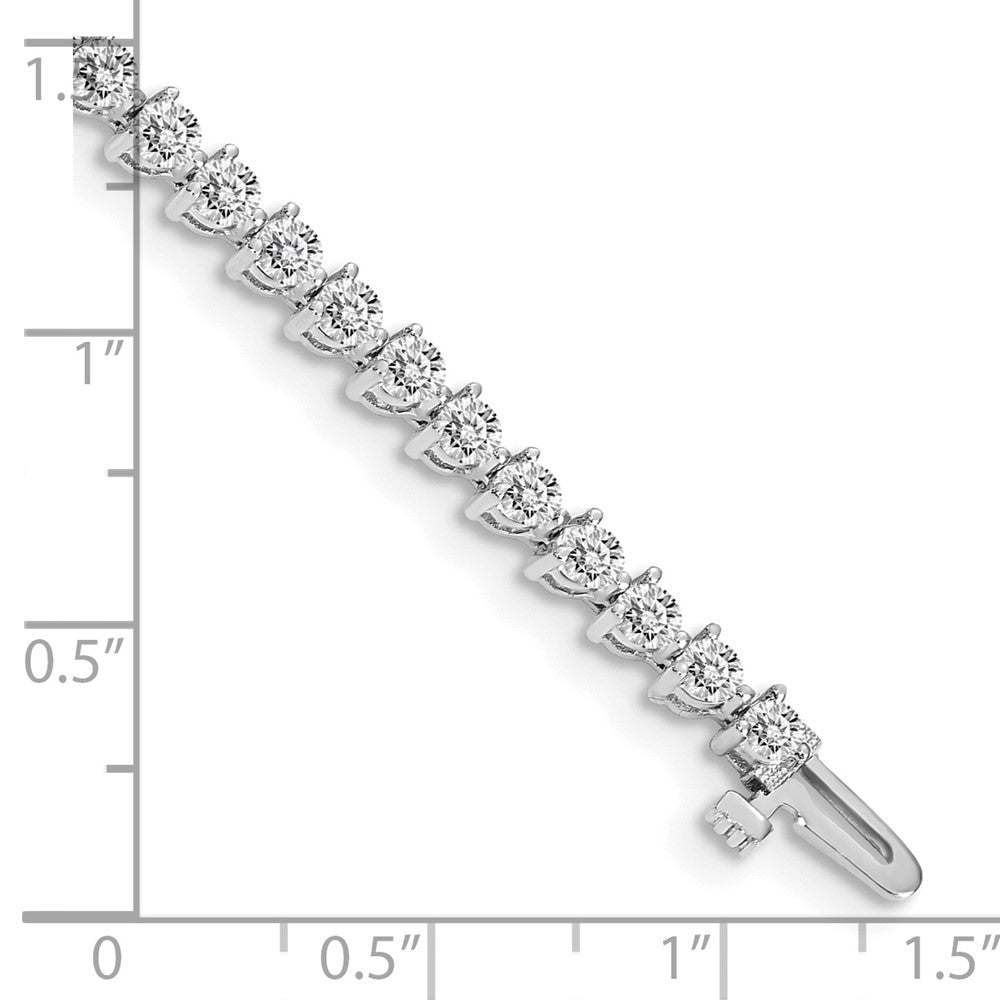 14K White Gold Complete 4.3 Carat Round A Diamond 3 Prong 7 Inch Tennis Bracelet