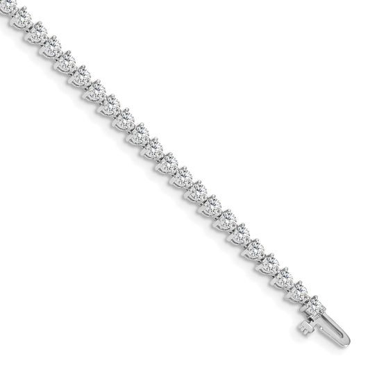 14K White Gold Complete 4.3 Carat Round Aa Diamond 3 Prong 7 Inch Tennis Bracelet