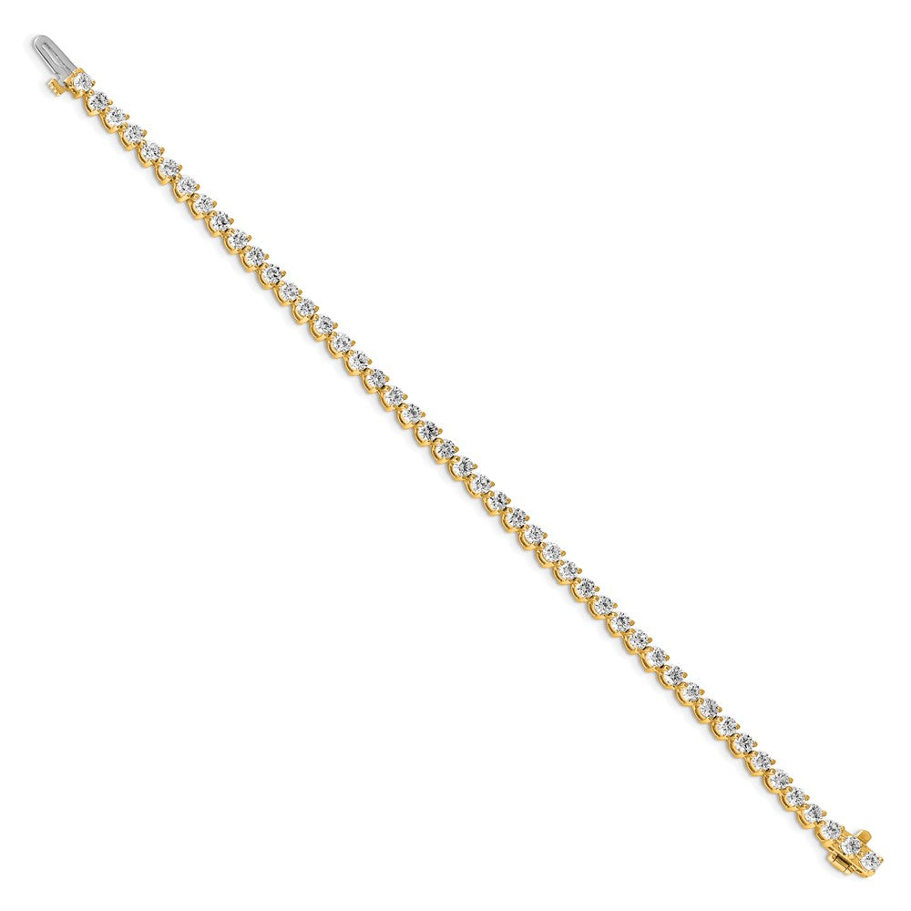14K Yellow Gold Complete 4.73 Carat Round Aa Diamond 3 Prong 7 Inch Tennis Bracelet