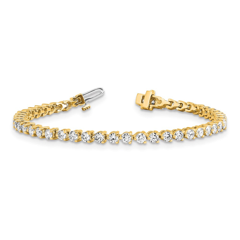 14K Yellow Gold Complete 4.73 Carat Round A Diamond 3 Prong 7 Inch Tennis Bracelet