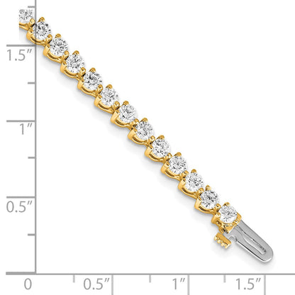 14K Yellow Gold Complete 4.73 Carat Round Aaa Diamond 3 Prong 7 Inch Tennis Bracelet