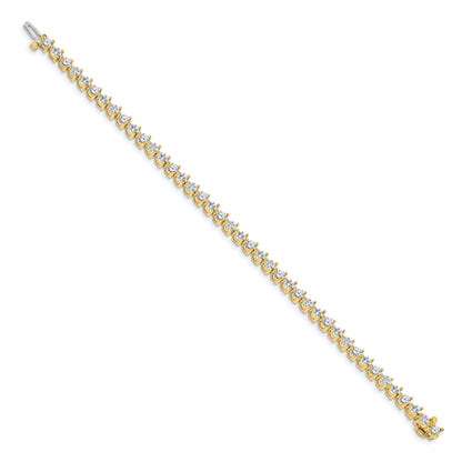14K Yellow Gold Complete 6.15 Carat Round Vs Diamond 3 Prong 7 Inch Tennis Bracelet