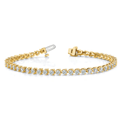 14K Yellow Gold Complete 6.15 Carat Round Vs Diamond 3 Prong 7 Inch Tennis Bracelet