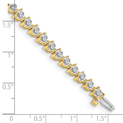 14K Yellow Gold Complete 6.15 Carat Round Vs Diamond 3 Prong 7 Inch Tennis Bracelet